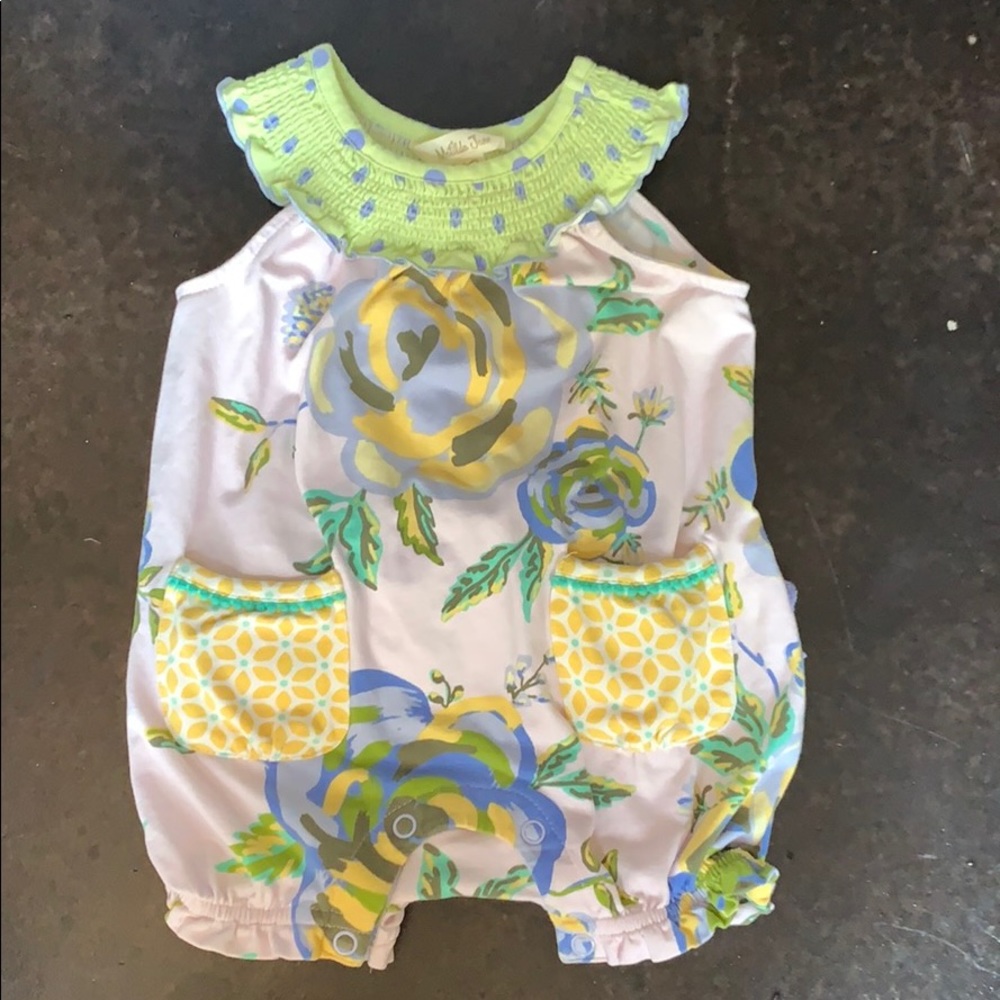Matilda Jane Floral Ruffle Butt Romper 12mo.
